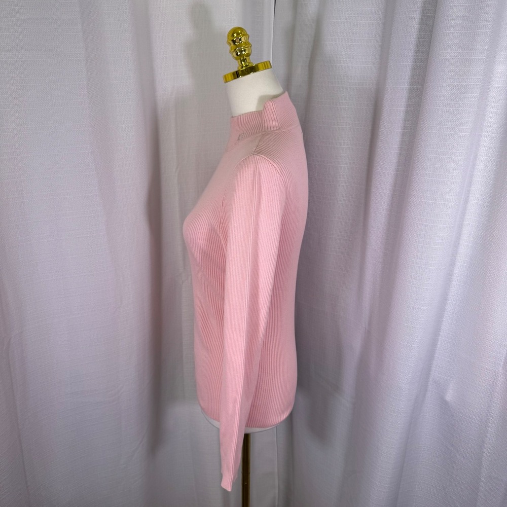 NEW Lauren Ralph Lauren Mock Neck Sweater Womens PL Pink Ribbed Cotton Petite - Picture 11 of 13